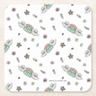 Dessous-de-verre Carré En Papier AMIS™ Central Perk Coffee Motif d'aquarelle