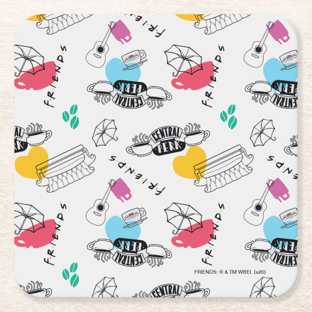 Dessous-de-verre Carré En Papier AMIS™ | Motif d'icône (Devant)