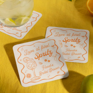 Dessous-de-verre Carré En Papier Amour au premier spritz : Baby shower pour mariée