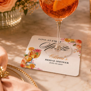 Dessous-de-verre Carré En Papier Amour au premier Spritz Party de Shower de Mariée