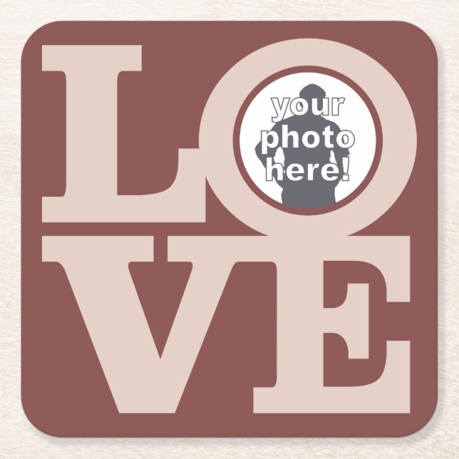 Dessous-de-verre Carré En Papier AMOUR avec votre photo dessous de verre personnali (Devant)