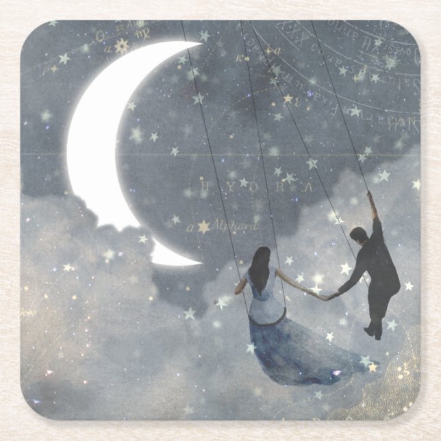 Dessous-de-verre Carré En Papier Amour céleste (Devant)