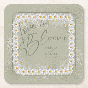 Dessous-de-verre Carré En Papier Amour en fleurs Boho Fleurs blanches
