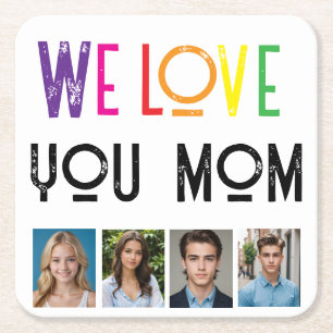 Dessous-de-verre Carré En Papier amour maman photo Dessous de verre en papier