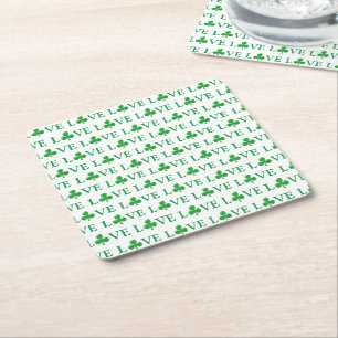 Dessous-de-verre Carré En Papier Amour Vert blanc Shamrock Motif moderne