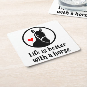 Dessous-de-verre Carré En Papier Amoureux de chevaux mignons ferme western de campa