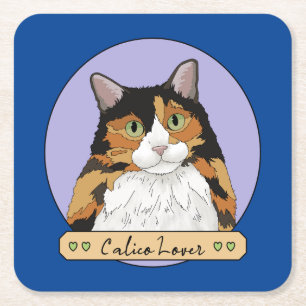 Dessous-de-verre Carré En Papier Amoureux des chats Calico