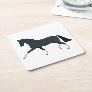 Dessous-de-verre Carré En Papier Amoureux des chevaux mignons ferme western country