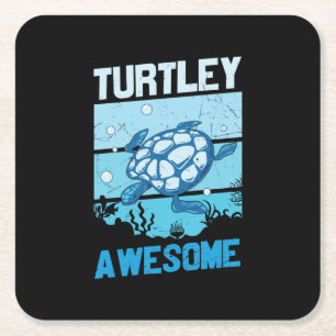 Dessous-de-verre Carré En Papier Amoureux des Tortues Totalement Génial