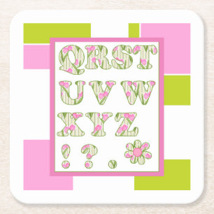 Dessous-de-verre Carré En Papier Amusant alphabet, alphabet fleuri, alphabet