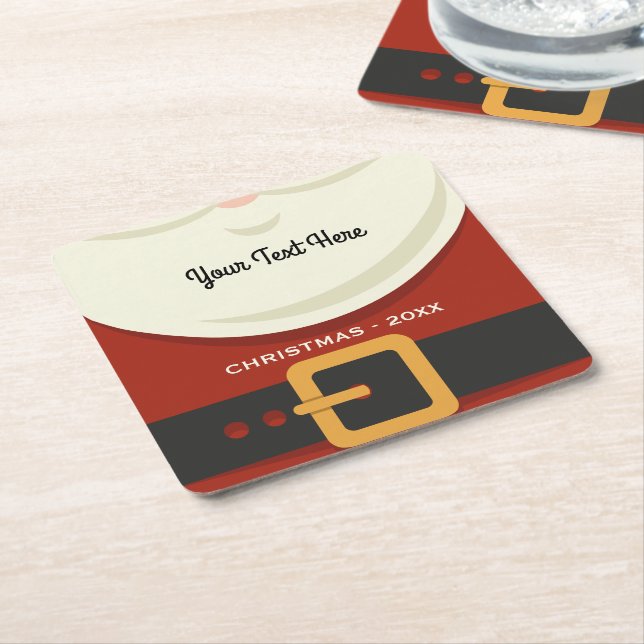 Dessous-de-verre Carré En Papier Amusant Joyeux Noël Père Noël Costume personnalisé (Incliné)