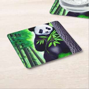 Dessous-de-verre Carré En Papier Amusant Petit Ours Panda