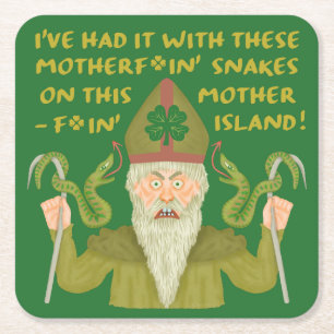 Dessous-de-verre Carré En Papier Amusant Saint Patrick's Day Snakes Joke Green Iris
