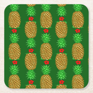 Dessous-de-verre Carré En Papier Ananas de Noël Tropical Noël chaud Noël Gre