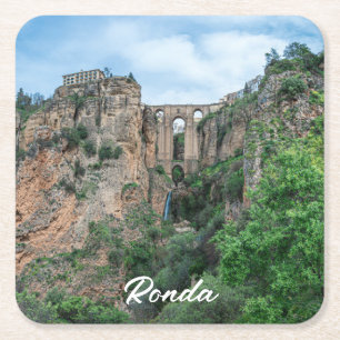 Dessous-de-verre Carré En Papier Ancien pont historique à Ronda, Espagne