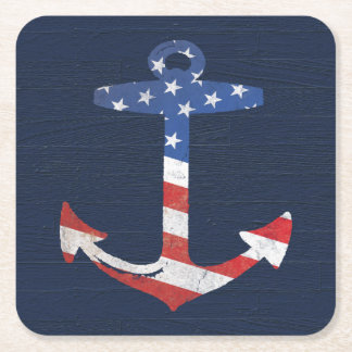 Dessous-de-verre Carré En Papier Ancre patriotique vintage USA nautiques de drapeau