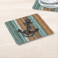 Ancre sur motif de planches de bois vintage patiné