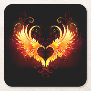Dessous-de-verre Carré En Papier Angel Fire Heart with Wings