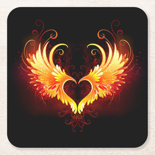 Dessous-de-verre Carré En Papier Angel Fire Heart with Wings (Devant)