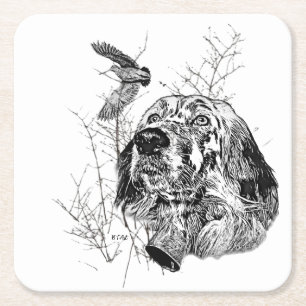 Dessous-de-verre Carré En Papier Anglais Setter, Chasse à la bécasse