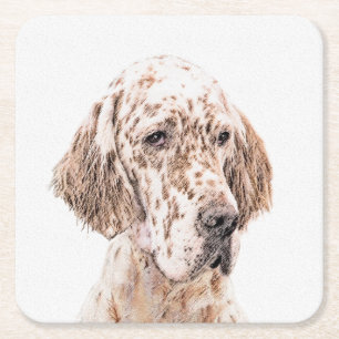 Dessous-de-verre Carré En Papier Anglais Setter Orange Belton Peinture Chien Art