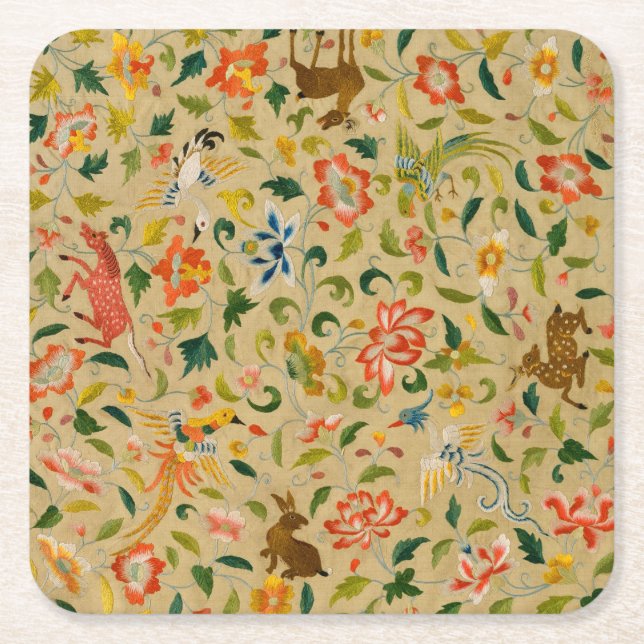 Dessous-de-verre Carré En Papier Animal Antique Cheval Oiseau Deer Rabbit (Devant)