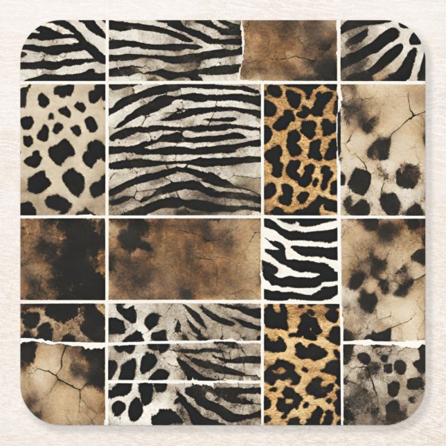 Dessous-de-verre Carré En Papier Animal Print - Paper Coasters  (Devant)