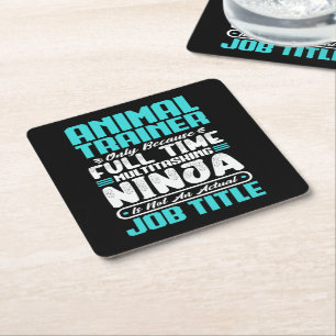Dessous-de-verre Carré En Papier Animal Trainer Job Titre Profession Funny Training