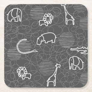 Dessous-de-verre Carré En Papier animaux 5 de safari