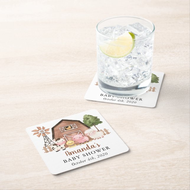 Dessous-de-verre Carré En Papier Animaux de la ferme, Animaux mignons, Grange, Baby (En situation)