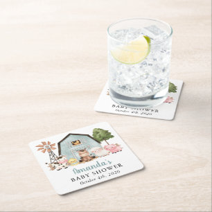 Dessous-de-verre Carré En Papier Animaux de la ferme, Animaux mignons, Grange bleue