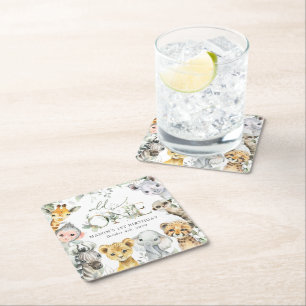 Dessous-de-verre Carré En Papier Animaux de la Jungle, Safari, Sauvage, Premier Ann