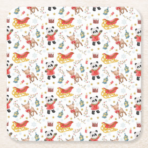 Dessous-de-verre Carré En Papier Animaux de Noël