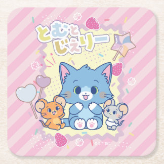 Dessous-de-verre Carré En Papier Anime Tom et Jerry Strawberry Fun