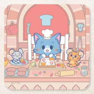 Dessous-de-verre Carré En Papier Anime Tom, Jerry et boulangerie Tuffy