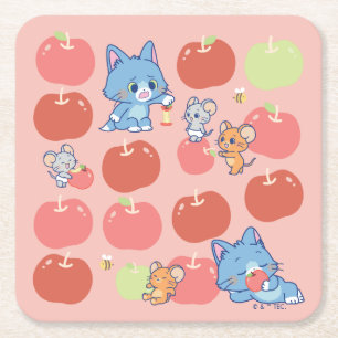 Dessous-de-verre Carré En Papier Anime Tom, Jerry et Tuffy Apple Motif