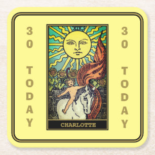 Dessous-de-verre Carré En Papier Anniversaire 30 ans   Le nom de la carte Sun Tarot
