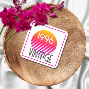 Dessous-de-verre Carré En Papier Anniversaire 30 ans Vintage 1996 Neon Rétro Rayure