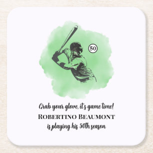 Dessous-de-verre Carré En Papier Anniversaire 50 ans pour homme Baseball Batteur