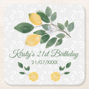 Dessous-de-verre Carré En Papier Anniversaire Citrons Siciliens Aquarelle