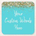 Dessous-de-verre Carré En Papier Anniversaire de fête d'anniversaire Turquoise pers<br><div class="desc">fête d'anniversaire personnalisée 30e 21e, fête d'anniversaire personnalisée 40e 50e, douche nuptiale le week-end se réunir, soirée bachelorette dîner grad 18e, papier de graduation personnalisé dessous de verre bleu, dessous de verre brillants or pour anniversaire, dessous de verre papier parties scintillant scintillant 1er, doux 16 quinceanera anniversaire 15e, réception de...</div>