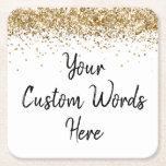 Dessous-de-verre Carré En Papier Anniversaire de fête d'or personnalisé<br><div class="desc">fête d'anniversaire personnalisée 30e 21e, fête d'anniversaire personnalisée 40e 50e, douche nuptiale le week-end se réunir, soirée bachelorette dîner grad 18e, répétition de mariage boho pétillant, dessous de verre papier de graduation personnalisé uni, dessous de verre dorés pour anniversaire, dessous de verre papier parties scintillant scintillé 1er, doux 16 quinceanera...</div>