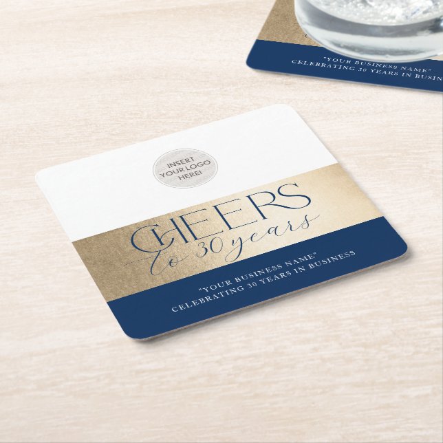 Dessous-de-verre Carré En Papier ANNIVERSAIRE D'ENTREPRISE élégant affaires marine  (Incliné)