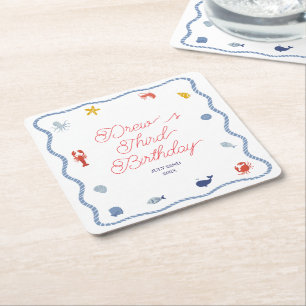 Dessous-de-verre Carré En Papier Anniversaire des garçons côtiers