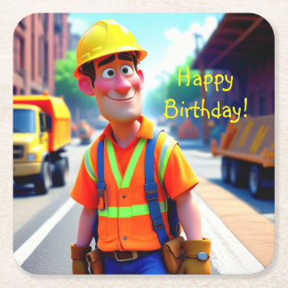 Dessous-de-verre Carré En Papier Anniversaire du chantier