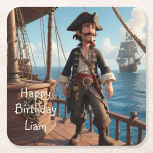 Dessous-de-verre Carré En Papier Anniversaire du Pirate