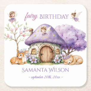 Dessous-de-verre Carré En Papier Anniversaire Fairy Fairy