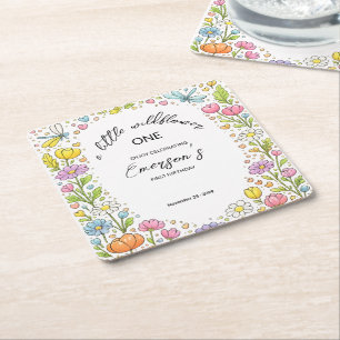 Dessous-de-verre Carré En Papier Anniversaire fantaisiste et coloré de petite fleur