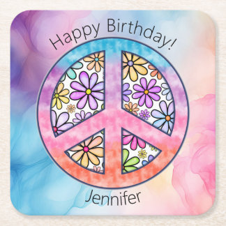 Dessous-de-verre Carré En Papier Anniversaire fête Super Hippie Dessous de verre pa