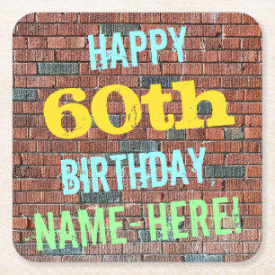 Dessous-de-verre Carré En Papier Anniversaire inspiré par graffiti de mur de